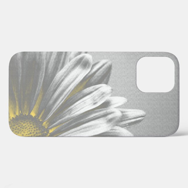 Funda De Case-Mate Para iPhone Resaltados de flores amarillas y grises (Reverso (Horizontal))