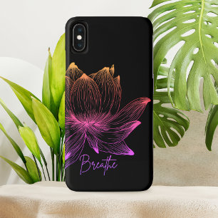 Funda Para iPhone XS Max Respira Loto Arcoíris Negro Floral Positivo