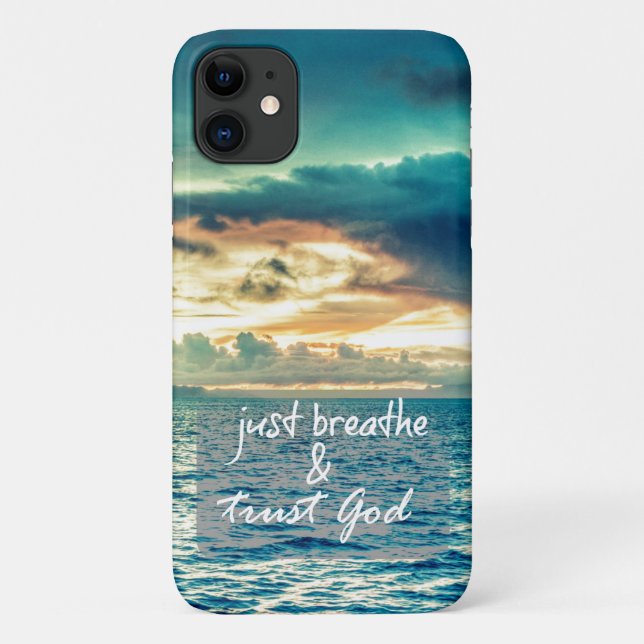Funda De Case-Mate Para iPhone Respira y confía en que Dios lo diga (Reverso)