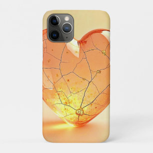 Funda Para iPhone 11 Pro Resplandor de Corazón Agrietado Dorado