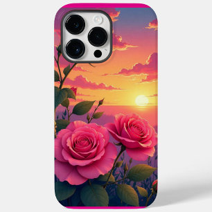 Funda Para iPhone 14 Pro Max De Case-Mate Resplandor de puesta de sol con rosa rosa