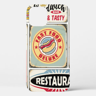 Funda Para iPhone 12 Restaurantes de comida rápida y cenas retro señale