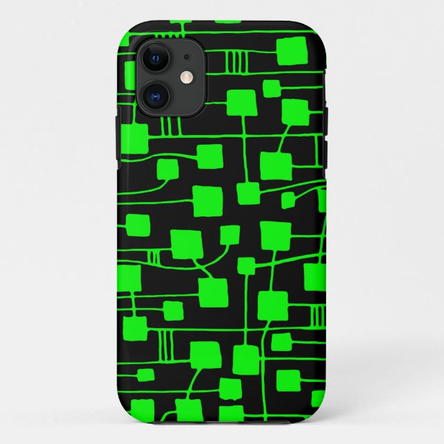 Funda De Case-Mate Para iPhone Resumen 111211 - Verde sobre negro (Reverso)