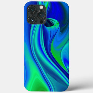 Funda Para iPhone 13 Pro Max Resumen 3D en azul verde púrpura
