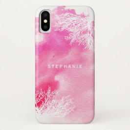 Funda Para iPhone X Resumen acuático salpicar arrecifes de coral rosa 