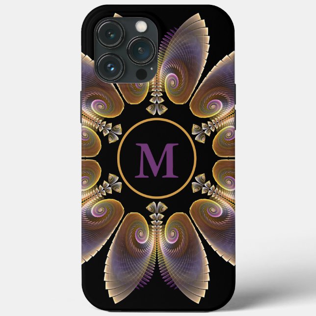Funda De Case-Mate Para iPhone Resumen Angel Wings Mandala Fractal Monograma (Reverso )