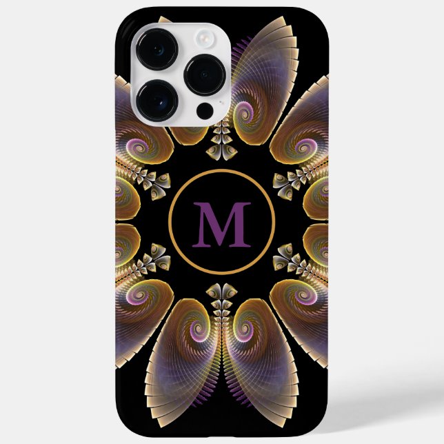 Funda De Case-Mate Para iPhone Resumen Angel Wings Mandala Fractal Monograma (Reverso)
