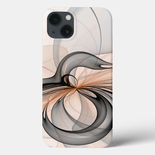 Funda De Case-Mate Para iPhone Resumen Antracita Grey Siena Arte Fractal Moderno (Reverso)
