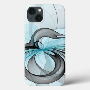 Funda Para iPhone 13 Resumen Antracita Gris Azul azul arte fractal mode