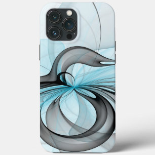 Funda Para iPhone 13 Pro Max Resumen Antracita Gris Azul azul arte fractal mode