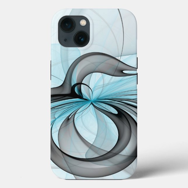 Funda De Case-Mate Para iPhone Resumen Antracita Gris Azul azul arte fractal mode (Reverso )