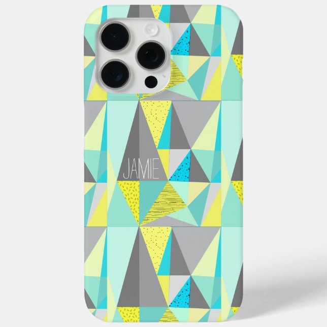 Funda De Case-Mate Para iPhone Resumen Aqua Yellow Gray Geometric Personalizado (Reverso )