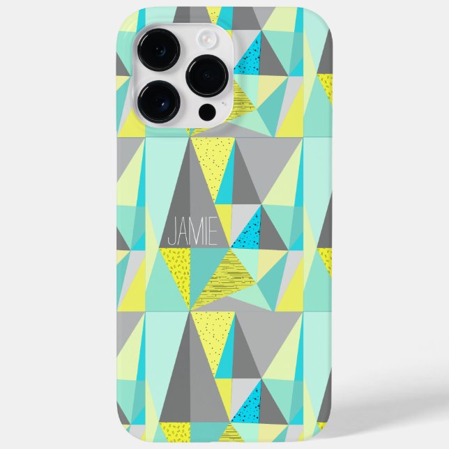 Funda De Case-Mate Para iPhone Resumen Aqua Yellow Gray Geometric Personalizado (Reverso)