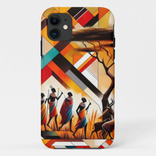 Funda Para iPhone 11 Resumen arte africano masai geométrico