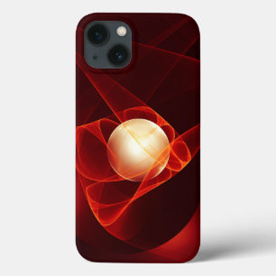 Funda Para iPhone 13 Resumen arte fractal moderno de crema roja