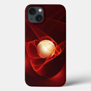Funda Para iPhone 13 Resumen arte fractal moderno de crema roja