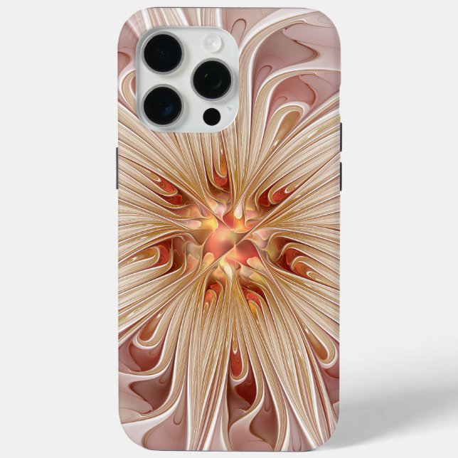 Funda De Case-Mate Para iPhone Resumen Arte Fractal Peach Pastel Moderno (Reverso )