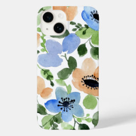 Funda Para iPhone 14 De Case-Mate Resumen Azul floral, Rubor, acuarela verde