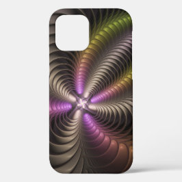 Funda Para iPhone 12 Resumen brillante Trippy Colorido arte fractal 3D