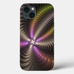 Funda Para iPhone 13 Resumen brillante Trippy Colorido arte fractal 3D