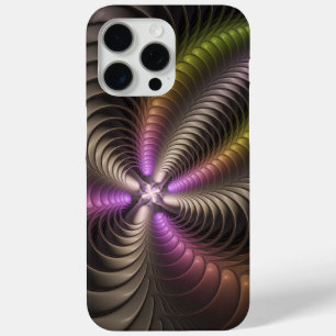 Funda Para iPhone 15 Pro Max Resumen brillante Trippy Colorido arte fractal 3D
