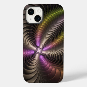 Funda Para iPhone 14 De Case-Mate Resumen brillante Trippy Colorido arte fractal 3D