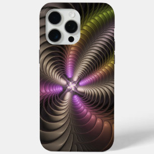 Funda Para iPhone 15 Pro Max Resumen brillante Trippy Colorido arte fractal 3D