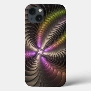 Funda Para iPhone 13 Resumen brillante Trippy Colorido arte fractal 3D
