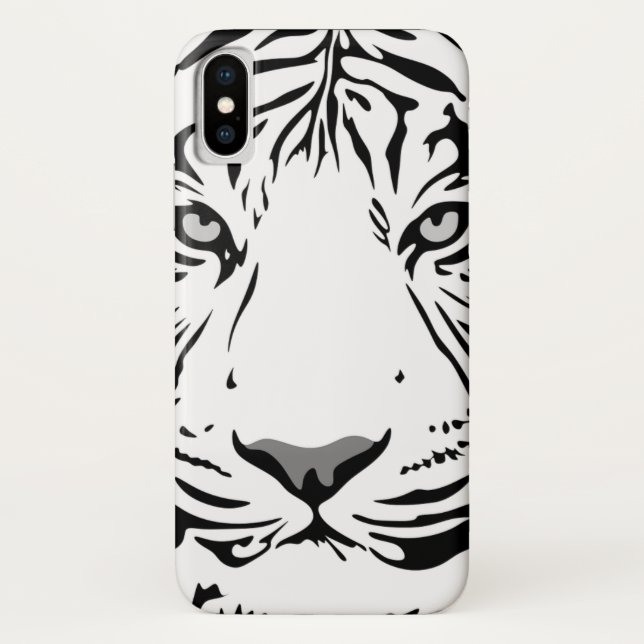 Funda De Case-Mate Para iPhone Resumen Cara de tigre blanco y negro (Reverso)