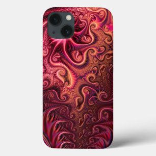 Funda Para iPhone 13 Resumen Colorido Burgundy Carmine Spiral Patrón