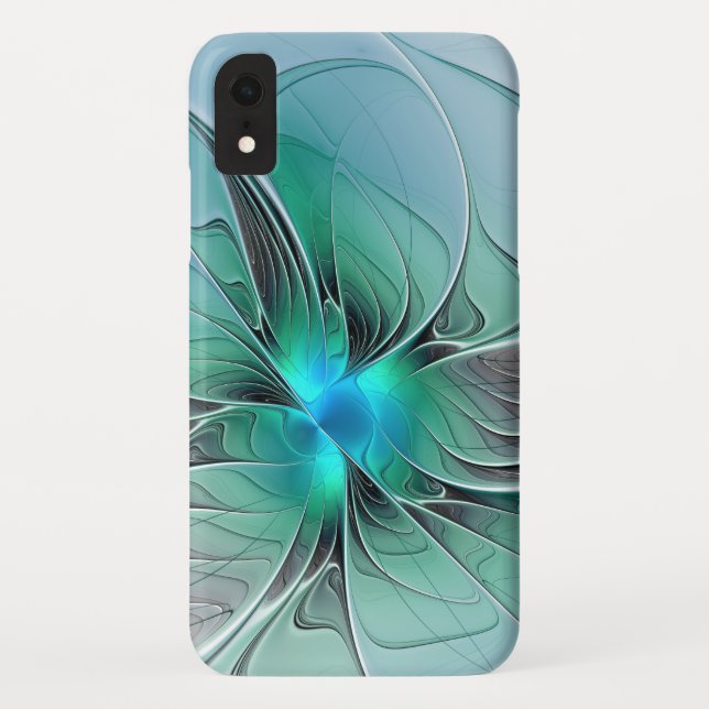 Funda De Case-Mate Para iPhone Resumen Con Arte Fractal Azul Y Moderno (Reverso)