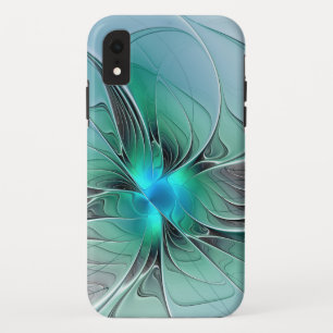 Funda Para iPhone XR Resumen Con Arte Fractal Azul Y Moderno
