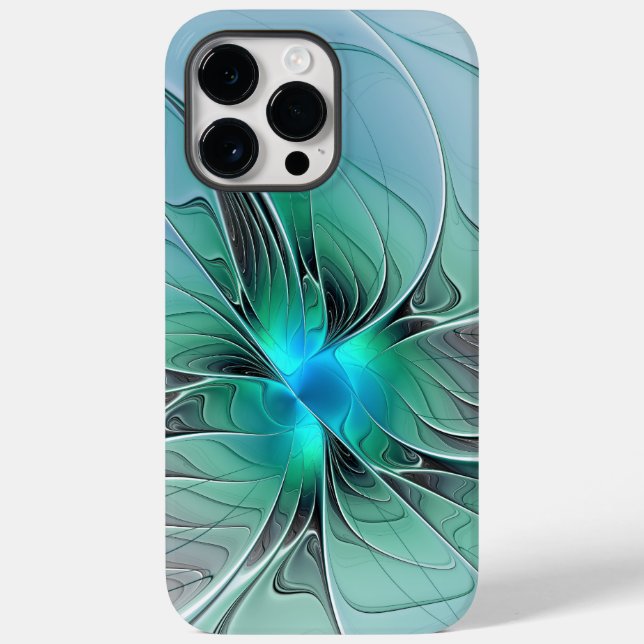 Funda De Case-Mate Para iPhone Resumen Con Arte Fractal Azul Y Moderno (Reverso )