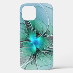 Funda Para iPhone 12 Pro Resumen Con Arte Fractal Azul Y Moderno