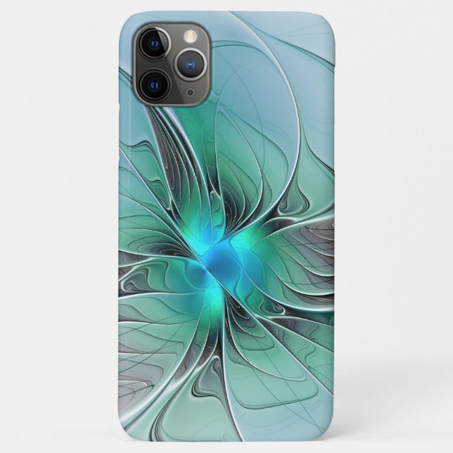 Funda De Case-Mate Para iPhone Resumen Con Arte Fractal Azul Y Moderno (Reverso)