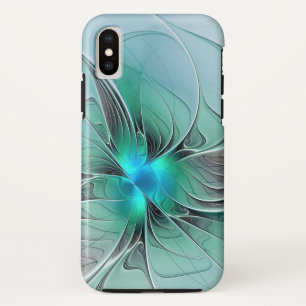 Funda Para iPhone XS Resumen Con Arte Fractal Azul Y Moderno