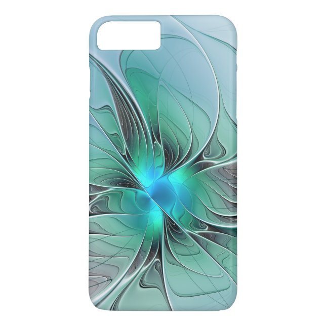 Funda De Case-Mate Para iPhone Resumen Con Arte Fractal Azul Y Moderno (Reverso)