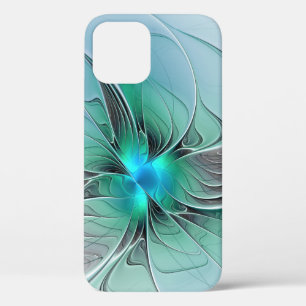 Funda Para iPhone 12 Resumen Con Arte Fractal Azul Y Moderno