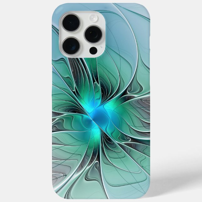 Funda De Case-Mate Para iPhone Resumen Con Arte Fractal Azul Y Moderno (Reverso )