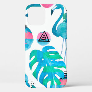 Funda Para iPhone 12 Resumen con flamingo de acuarela y tema aleatorio