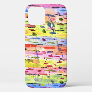 Funda Para iPhone 12 Resumen de acuarela de líneas coloridas