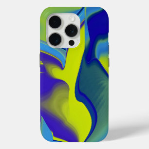 Funda Para iPhone 15 Pro Resumen de arte 3D en verde púrpura amarillo