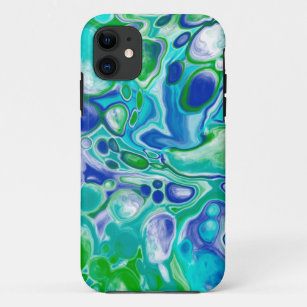 Funda Para iPhone 11 Resumen de arte de fluidos de mármol azul y verde