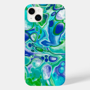 Funda Para iPhone 14 Plus De Case-Mate Resumen de arte de fluidos de mármol azul y verde