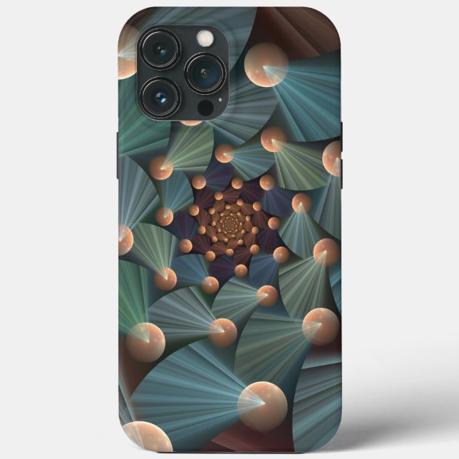 Funda De Case-Mate Para iPhone Resumen de arte fractal con pizarra marrón profund (Reverso )
