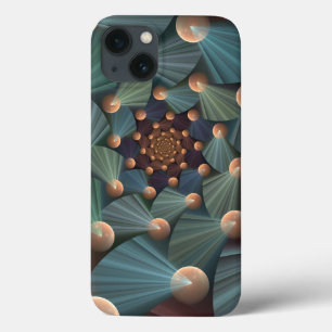 Funda Para iPhone 13 Resumen de arte fractal con pizarra marrón profund