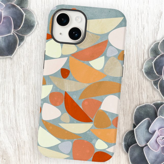 Funda De Case-Mate Para iPhone Resumen de arte geométrico moderno (Abstract modern mid-century inspired orange cream and sea foam green cell phone case)