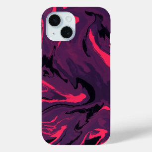 Funda Para iPhone 15 Resumen de color púrpura morado del hexágono negro