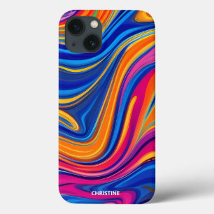 Funda Para iPhone 13 Resumen de coloridos movimientos de pintura líquid
