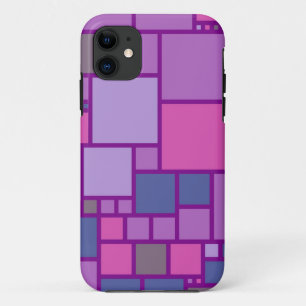 Funda Para iPhone 11 Resumen de cuadrados geométricos modernos Púrpur